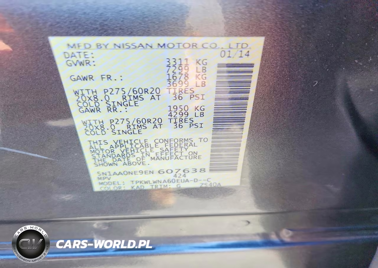 2014 Nissan Armada Platinum VIN:5N1AA0NE9EN607638 - 13