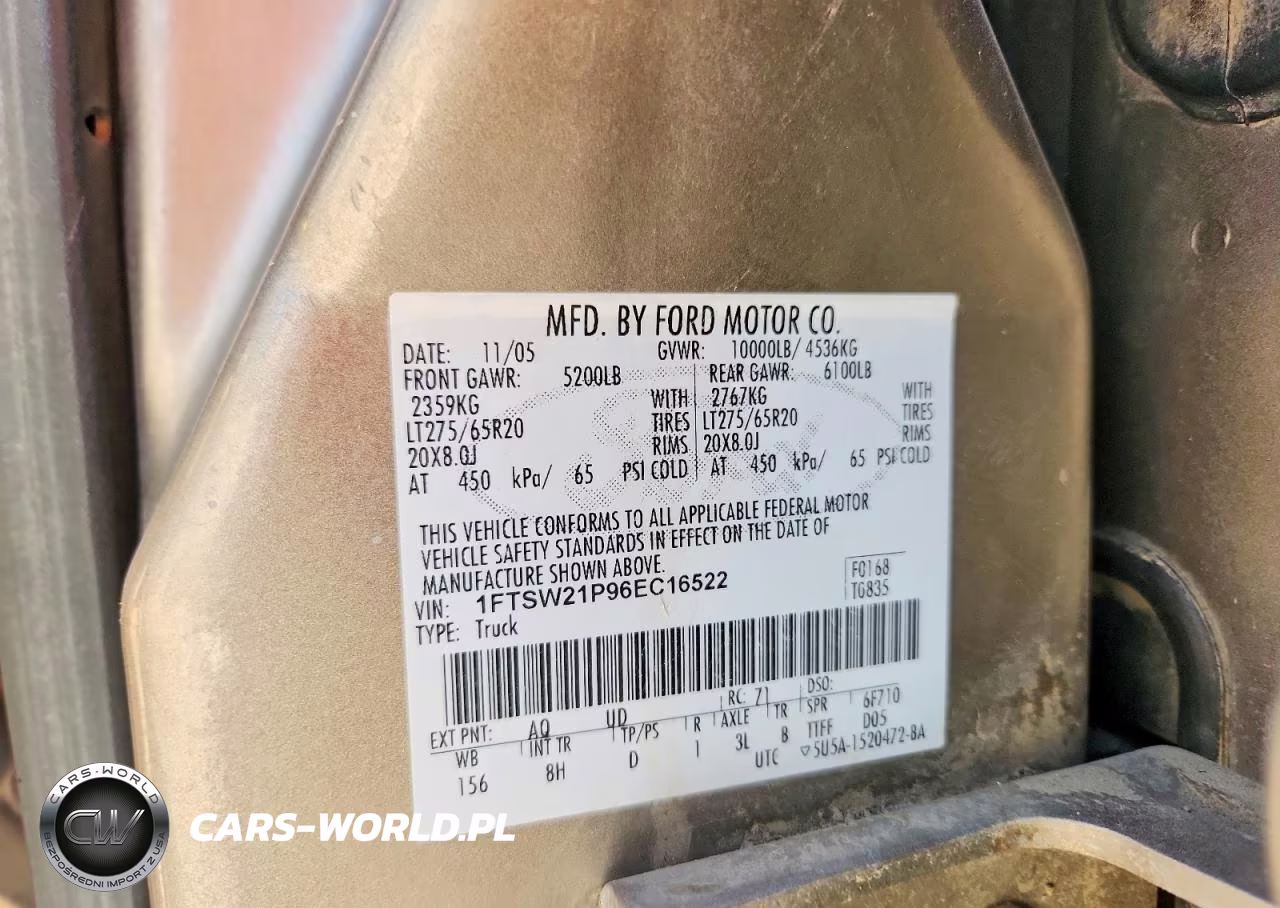 2006 Ford F250 Super Duty VIN:1FTSW21P96EC16522 - 12