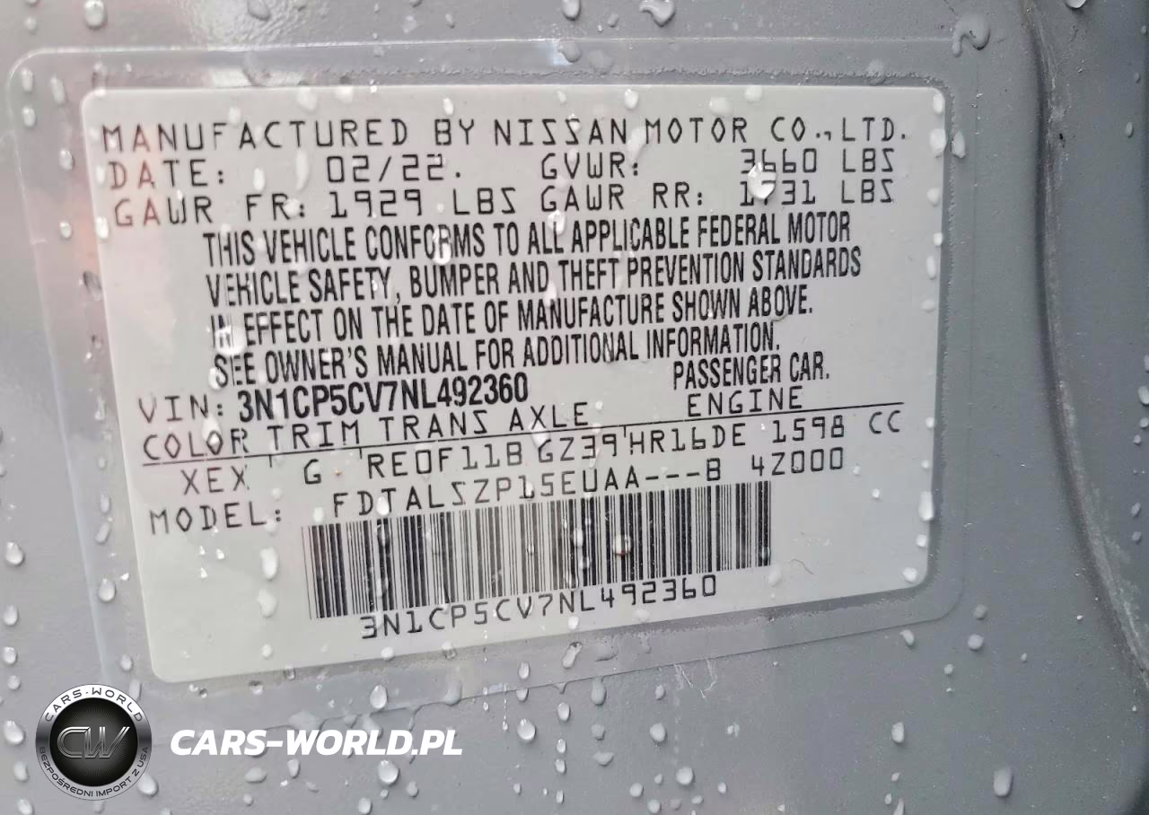 2022 Nissan Kicks Sv VIN:3N1CP5CV7NL492360 - 13
