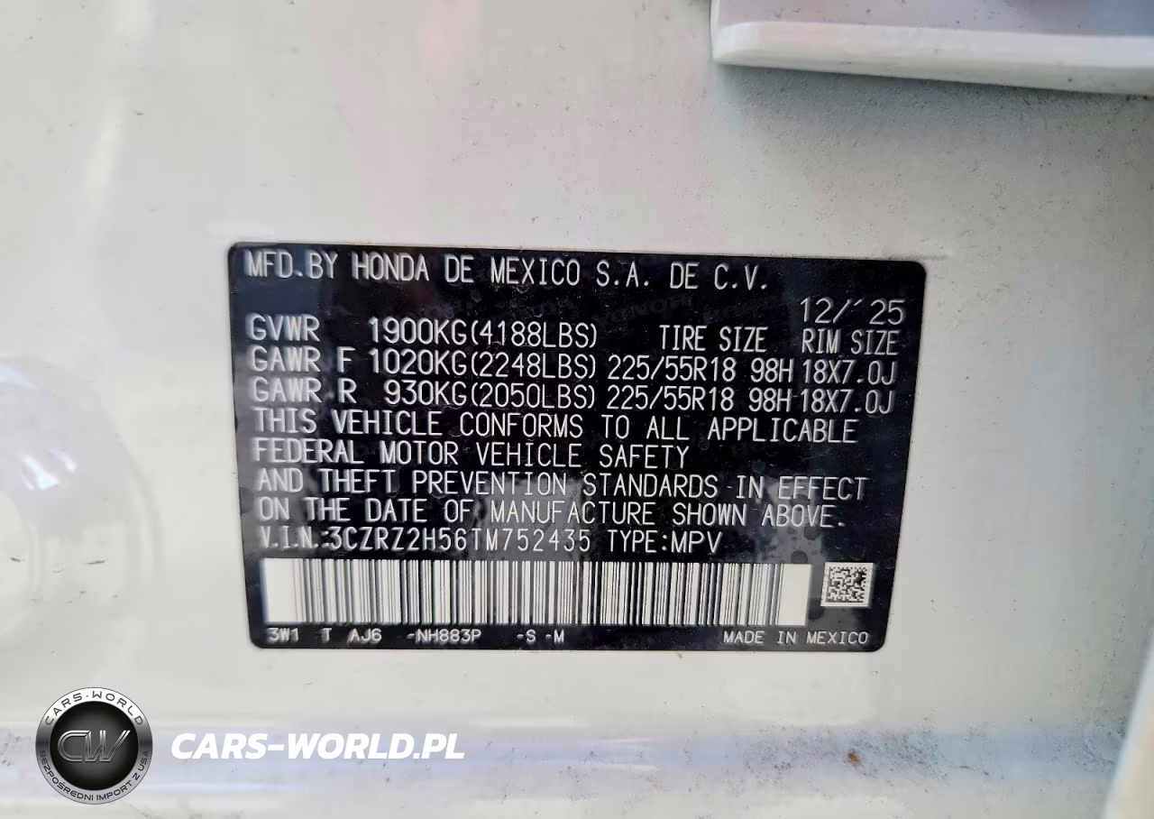 2026 Honda Hr-V Sport VIN:3CZRZ2H56TM752435 - 13