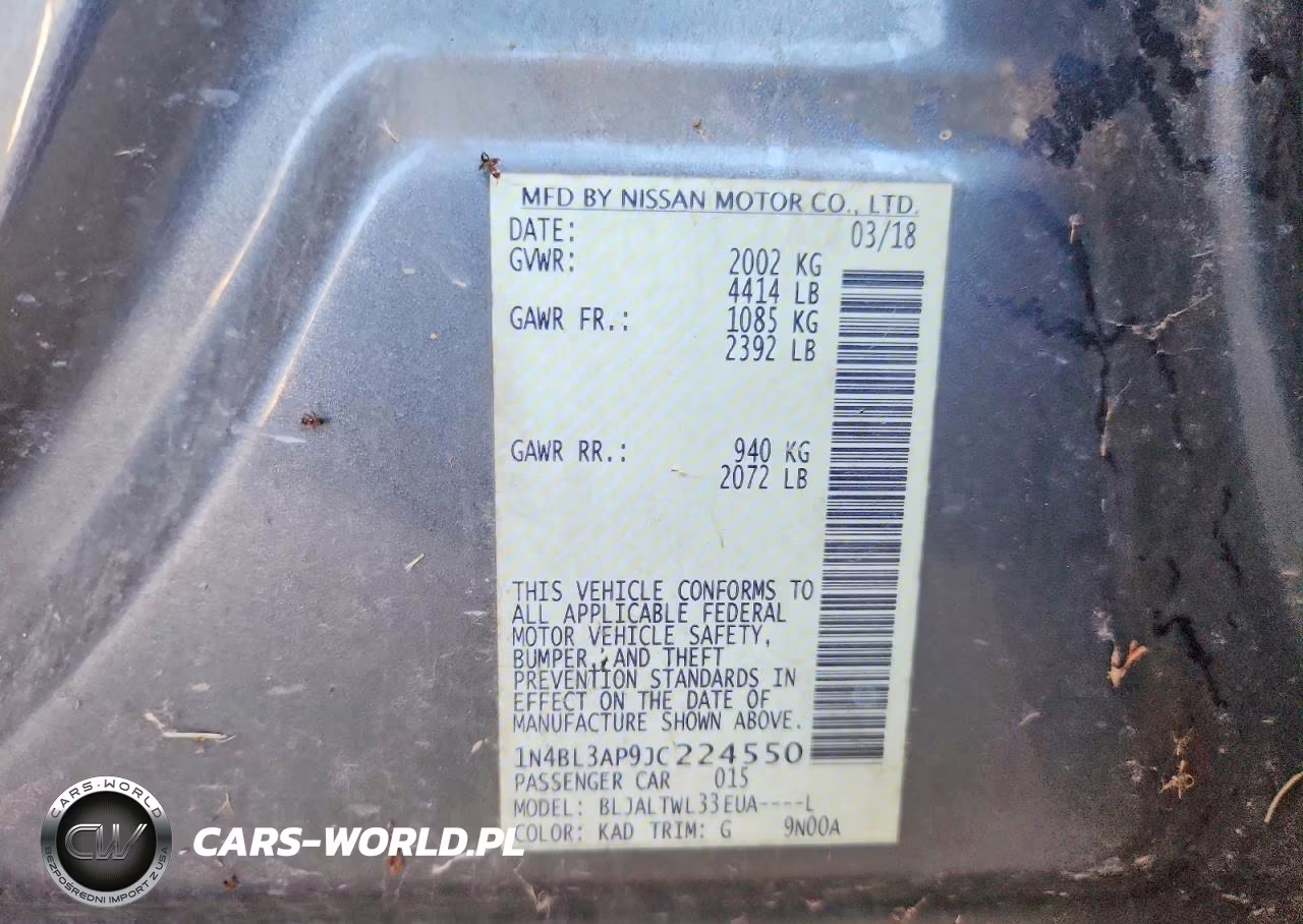 2018 Nissan Altima 3.5 Sl VIN:1N4BL3AP9JC224550 - 13