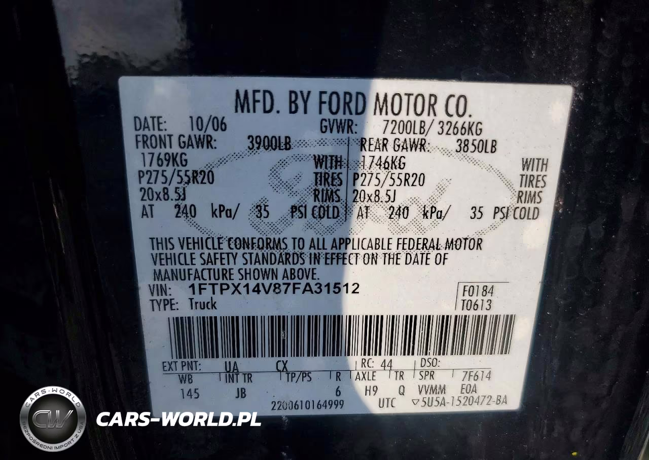 2007 Ford F150 VIN:1FTPX14V87FA31512 - 12