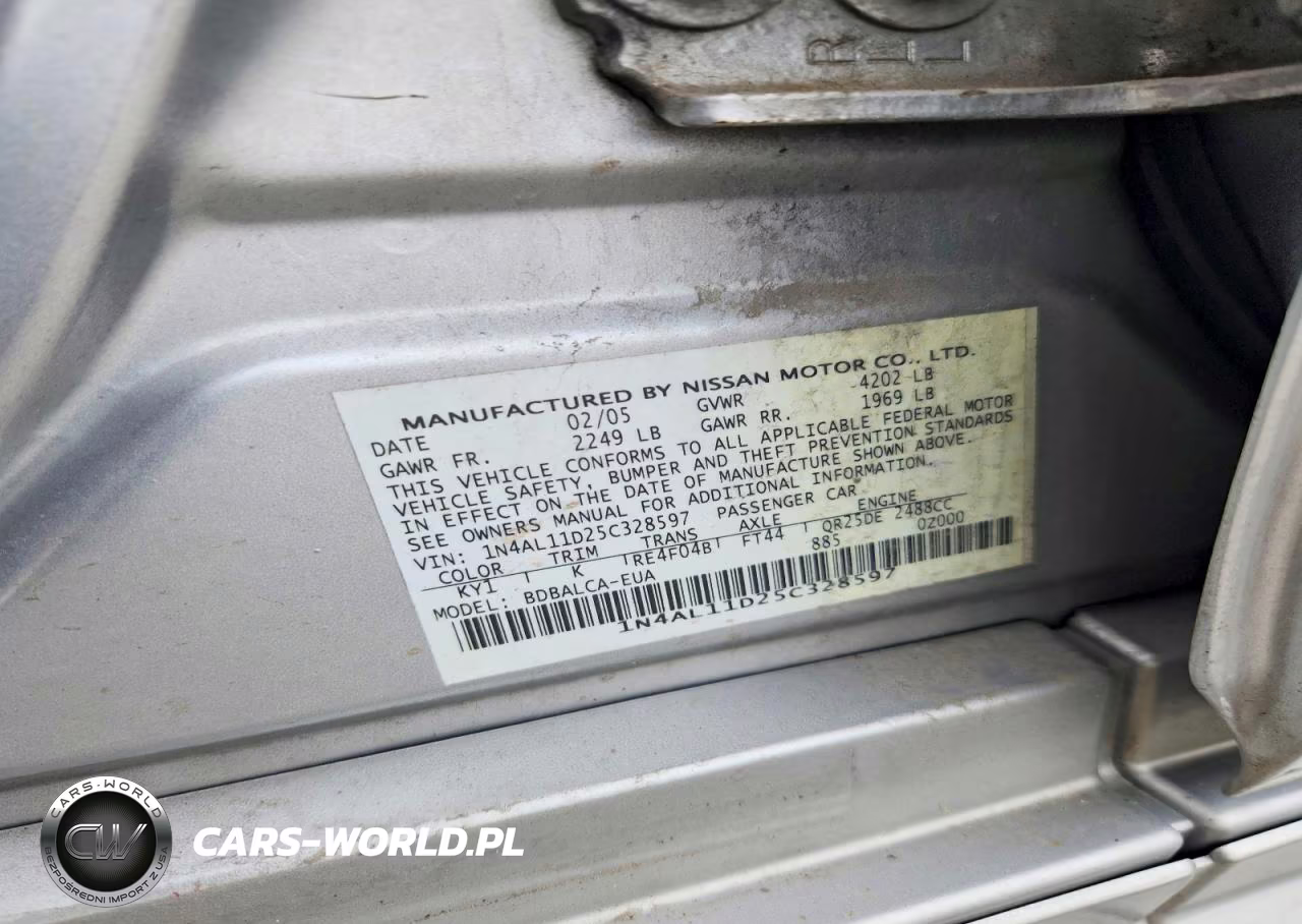 2005 Nissan Altima 2.5 VIN:1N4AL11D25C328597 - 13