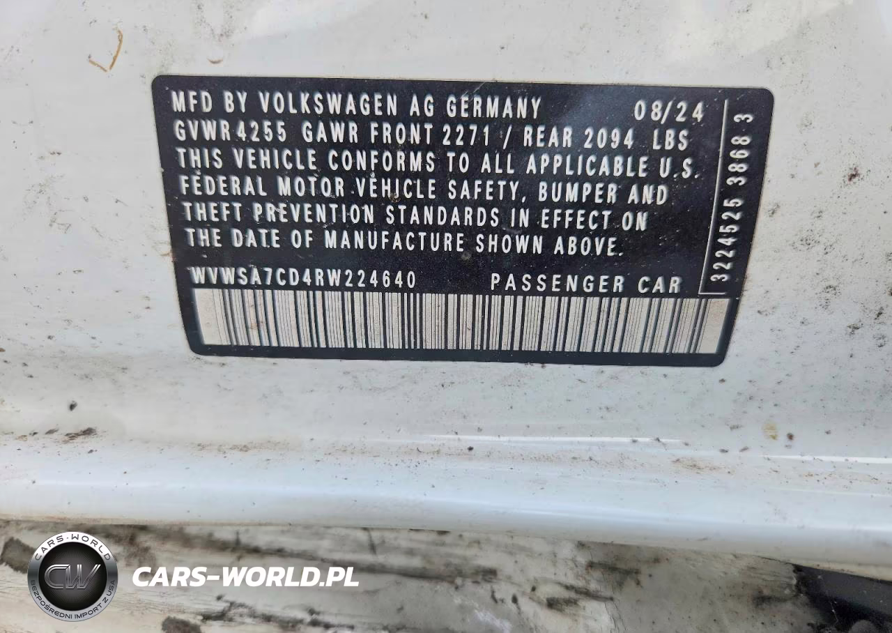 2024 Volkswagen Gti Se VIN:WVWSA7CD4RW224640 - 12