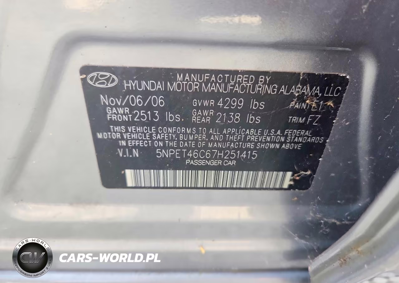 2007 Hyundai Sonata Gls VIN:5NPET46C67H251415 - 12