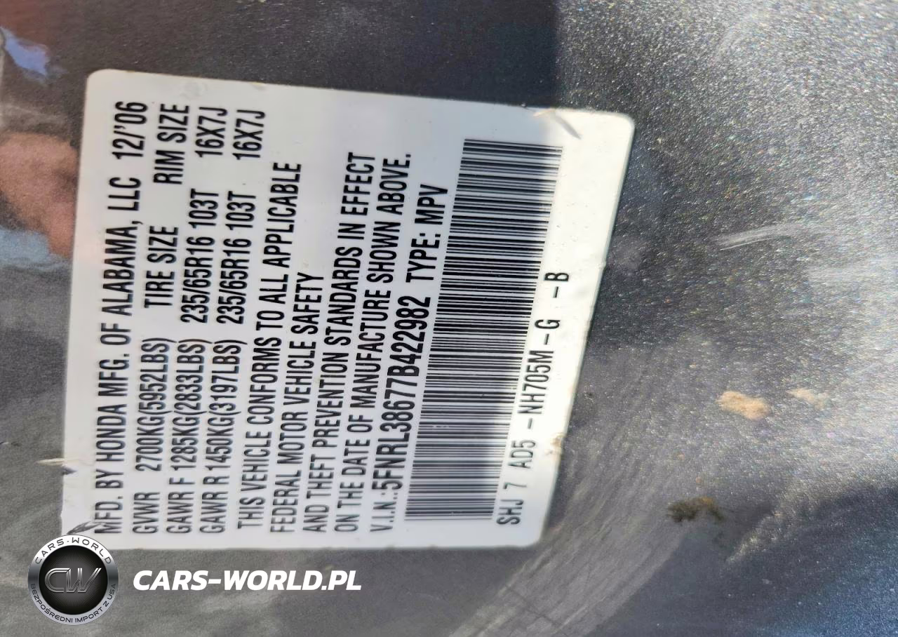2007 Honda Odyssey Exl VIN:5FNRL38677B422982 - 13