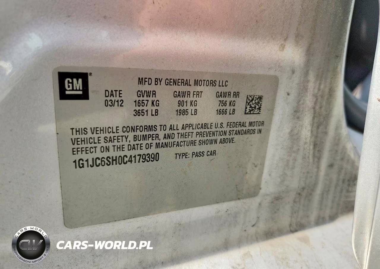 2012 Chevrolet Sonic Lt VIN:1G1JC6SH0C4179390 - 12