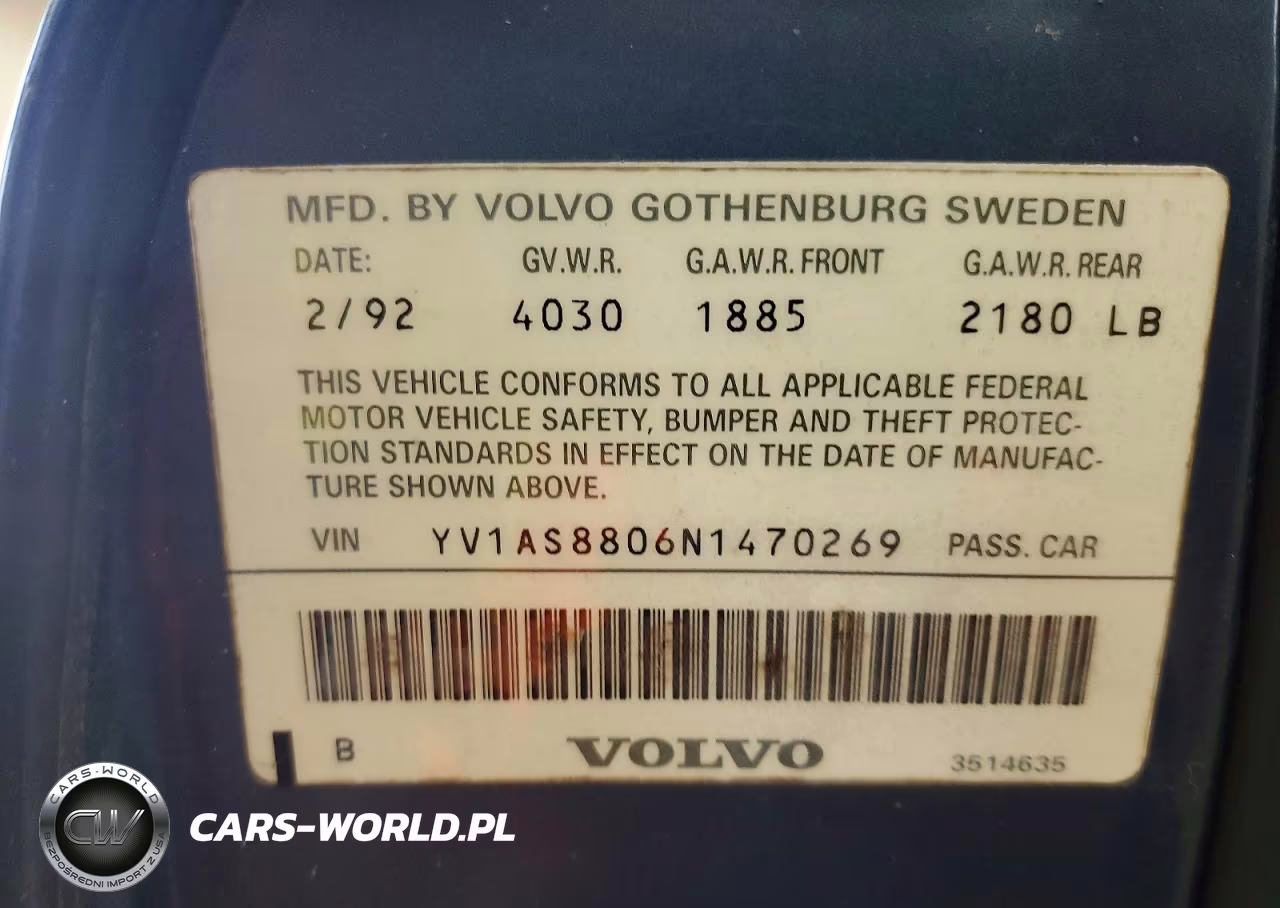 1992 Volvo 240 Base VIN:YV1AS8806N1470269 - 12