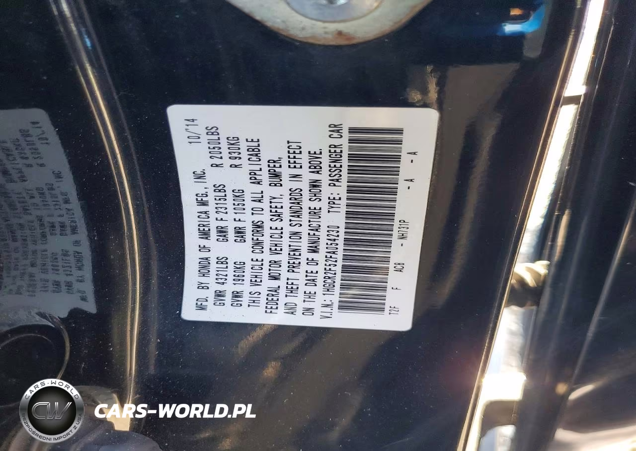2015 Honda Accord Sport VIN:1HGCR2F52FA054230 - 12