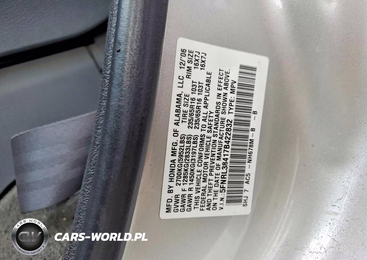 2007 Honda Odyssey Ex VIN:5FNRL38417B422832 - 13