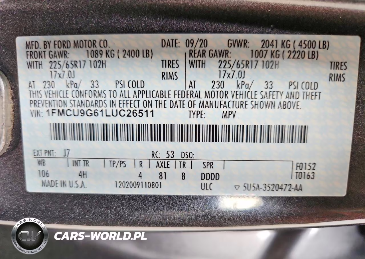2020 Ford Escape Se VIN:1FMCU9G61LUC26511 - 12