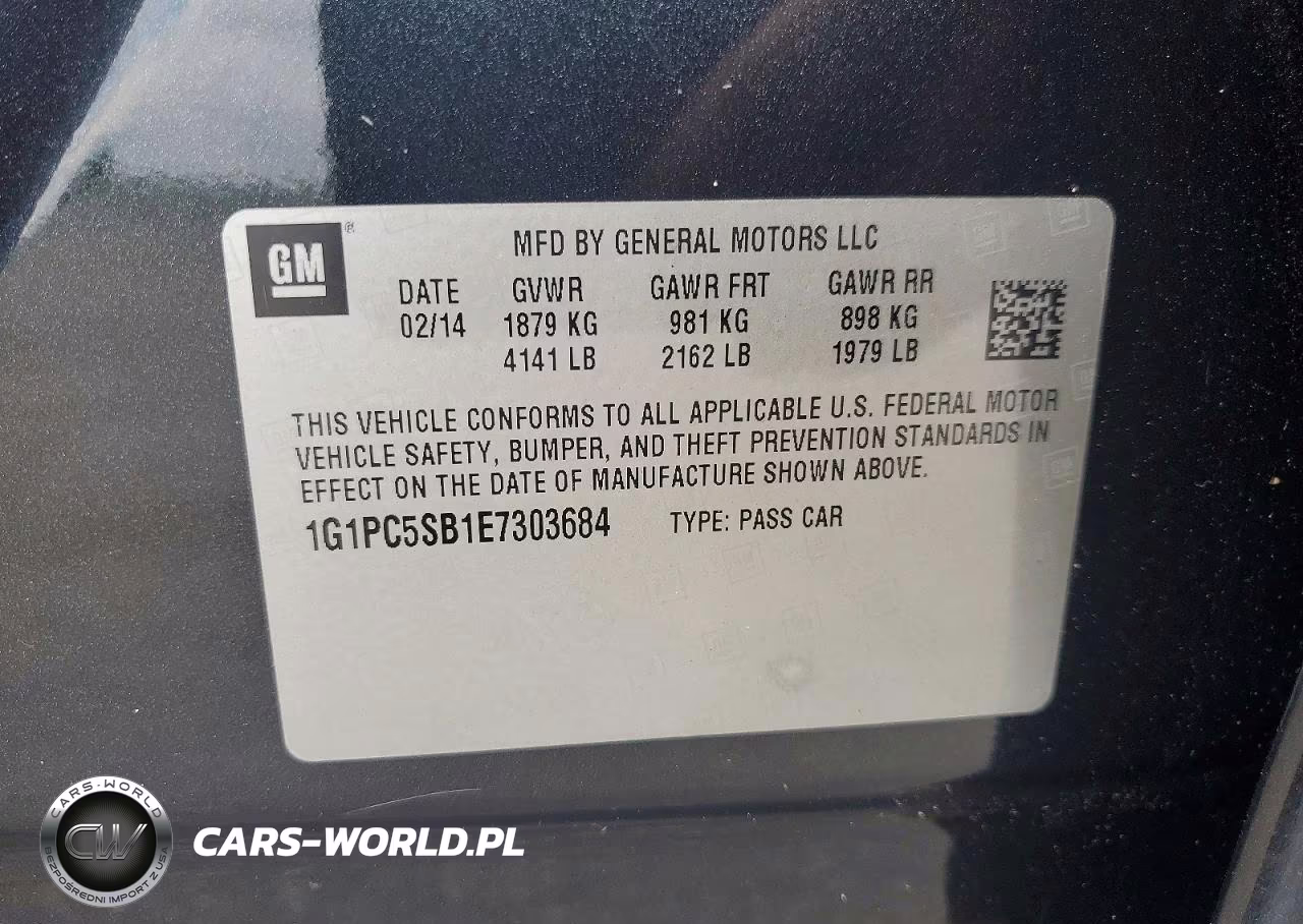 2014 Chevrolet Cruze Lt VIN:1G1PC5SB1E7303684 - 12