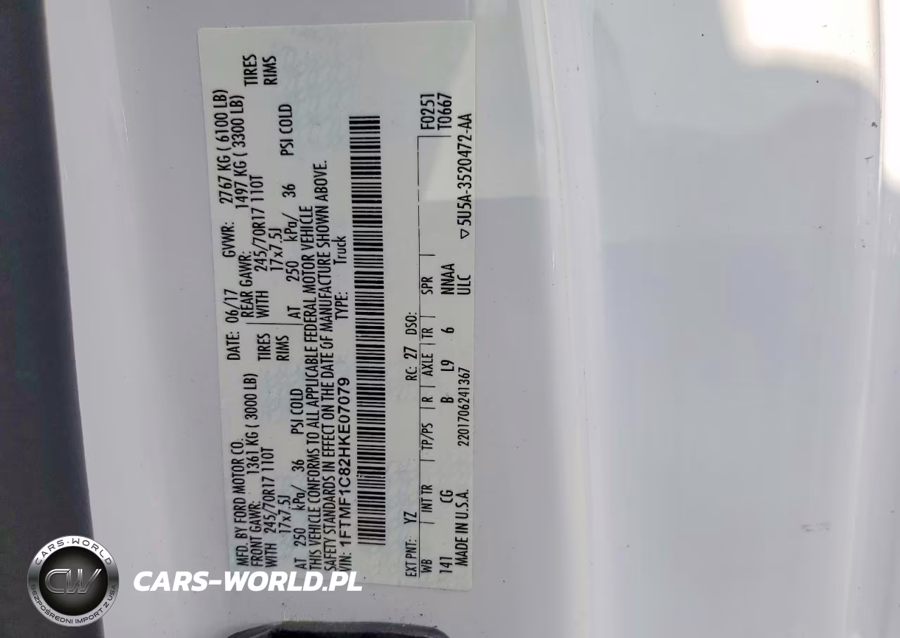 2017 Ford F150 VIN:1FTMF1C82HKE07079 - 12