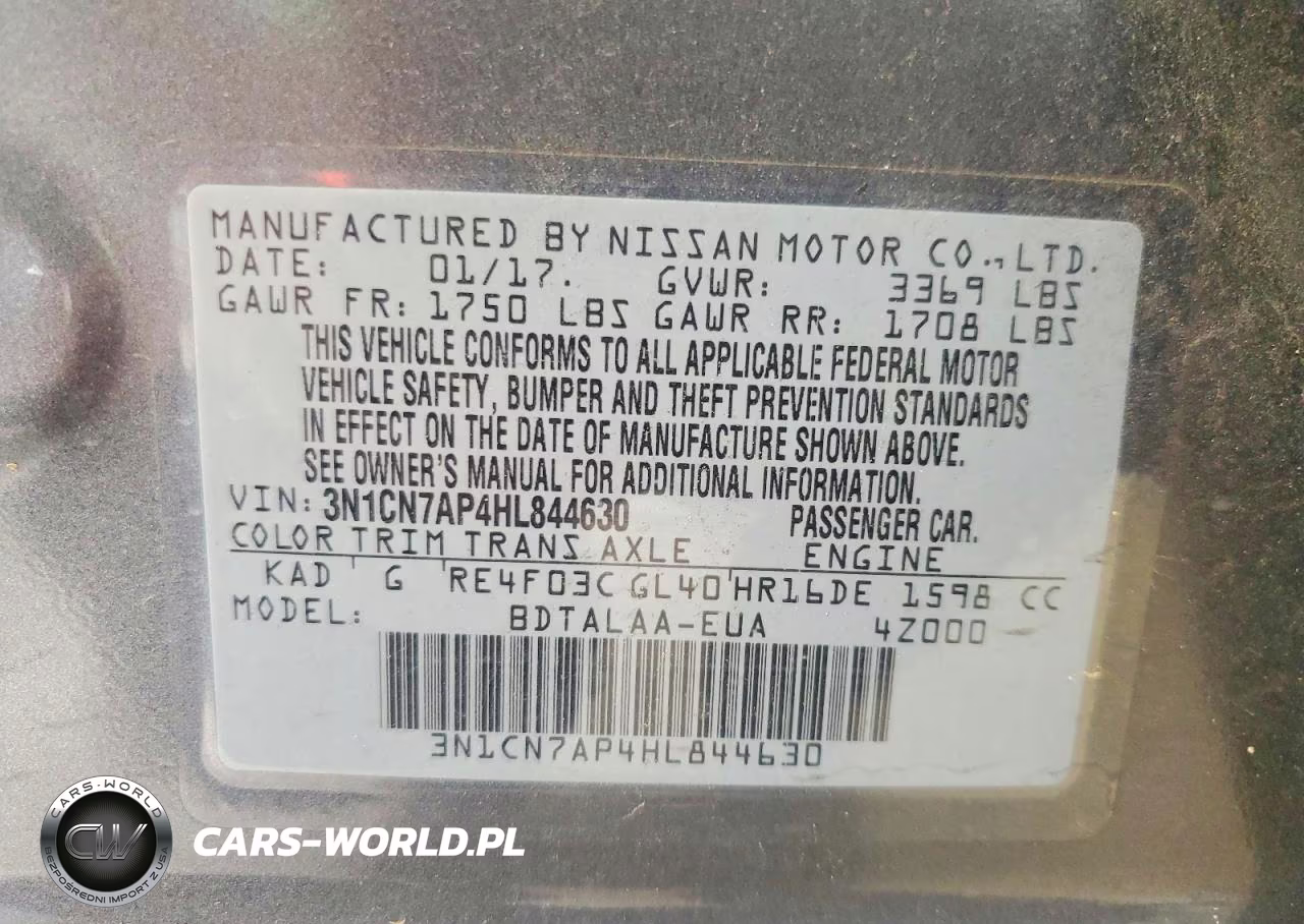 2017 Nissan Versa 1.6 S VIN:3N1CN7AP4HL844630 - 12