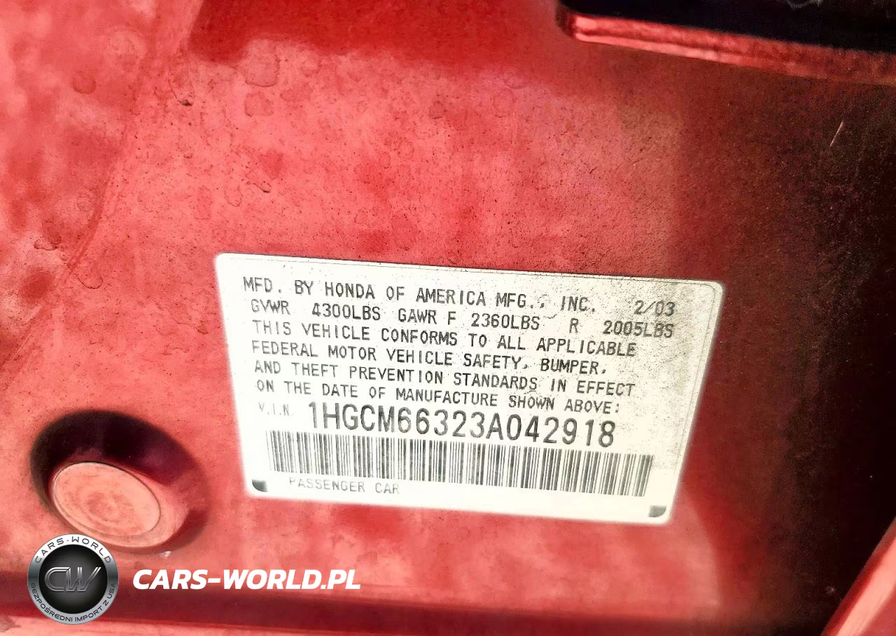 2003 Honda Accord Lx VIN:1HGCM66323A042918 - 13