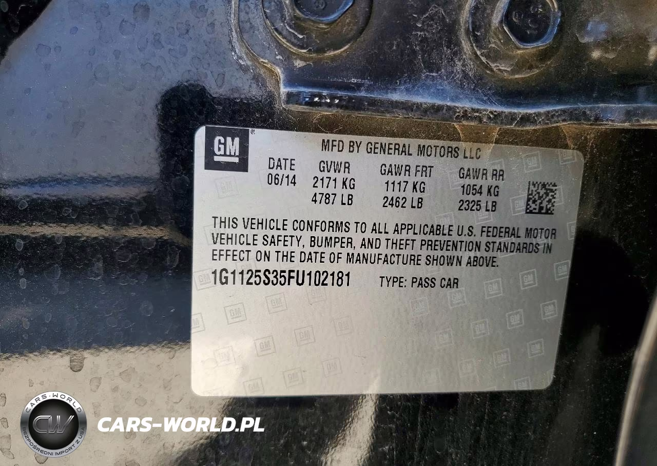 2015 Chevrolet Impala Lt VIN:1G1125S35FU102181 - 12