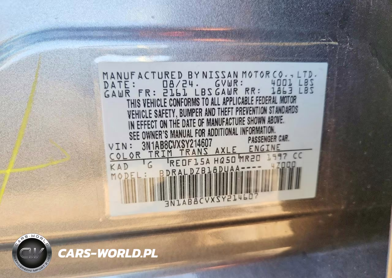 2025 Nissan Sentra Sv VIN:3N1AB8CVXSY214607 - 12