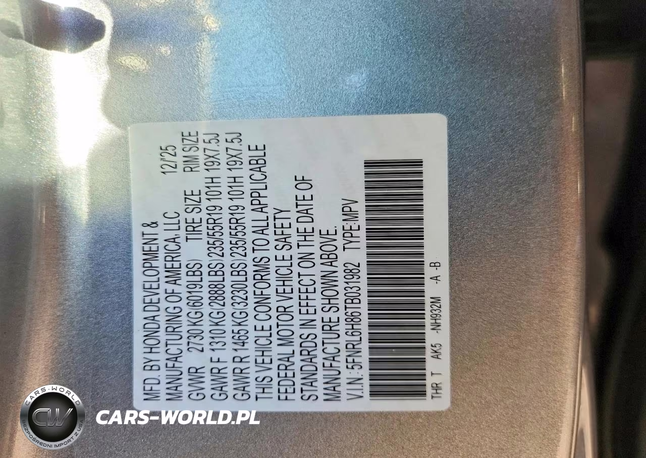 2026 Honda Odyssey Touring VIN:5FNRL6H86TB031982 - 13