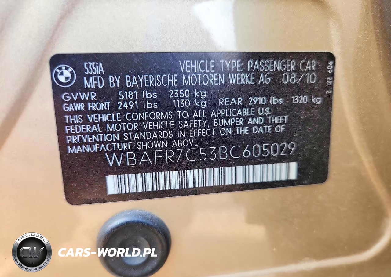 2011 BMW 535 I VIN:WBAFR7C53BC605029 - 12