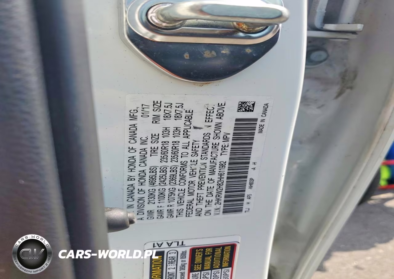 2017 Honda Cr-V Exl VIN:2HKRW2H82HH611982 - 13