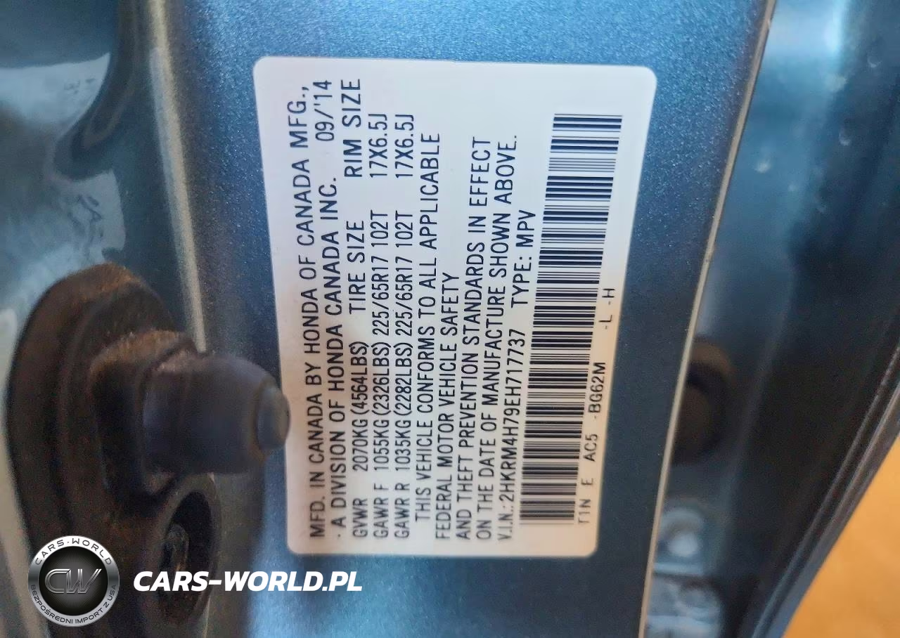 2014 Honda Cr-V Exl VIN:2HKRM4H79EH717737 - 13