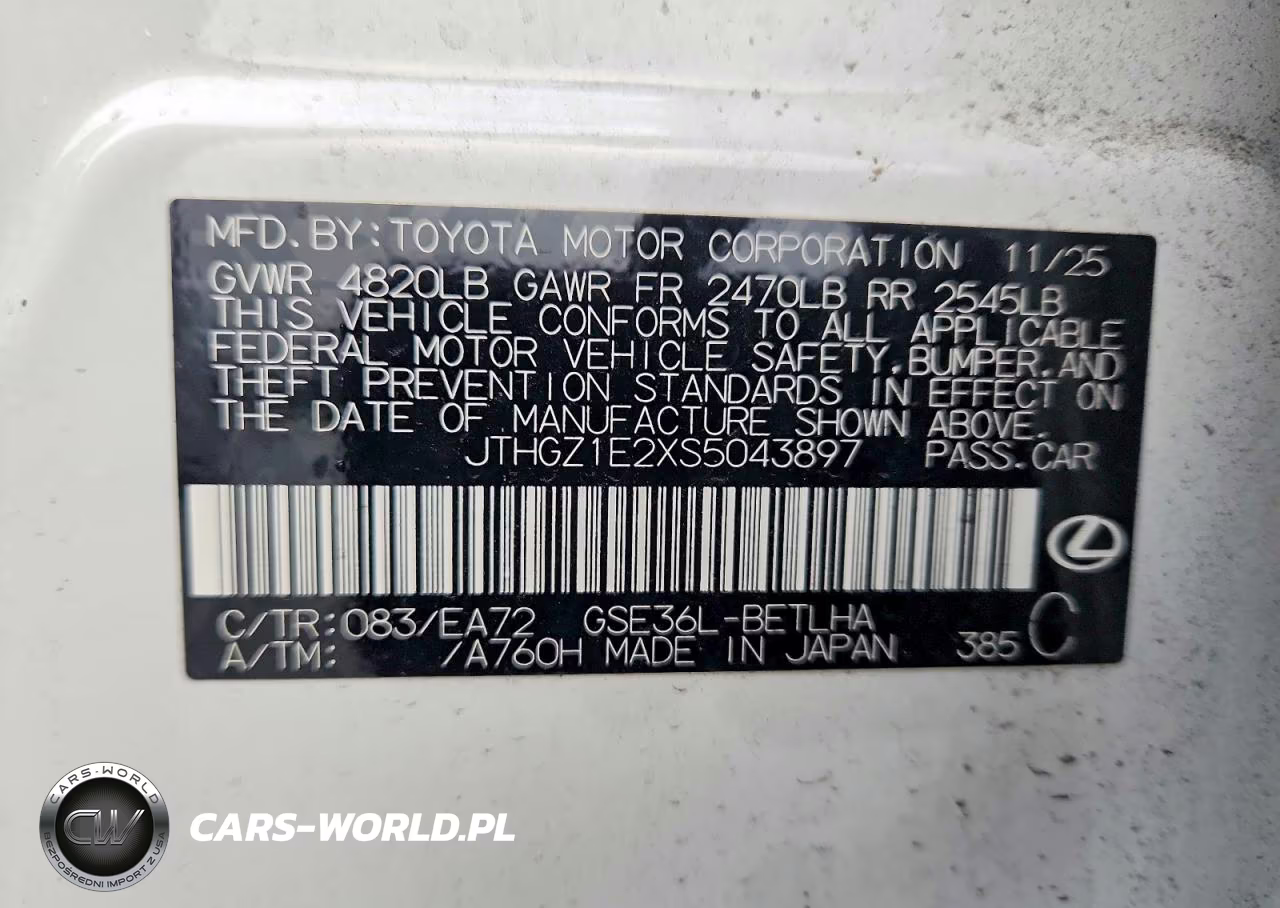 2025 Lexus Is 350 F Sport VIN:JTHGZ1E2XS5043897 - 12