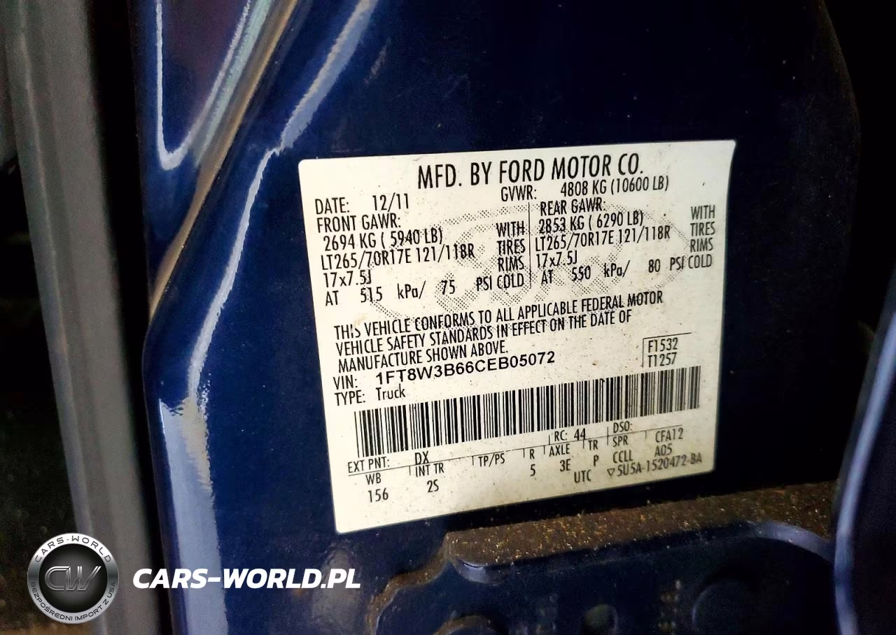 2012 Ford F350 Super Duty VIN:1FT8W3B66CEB05072 - 12