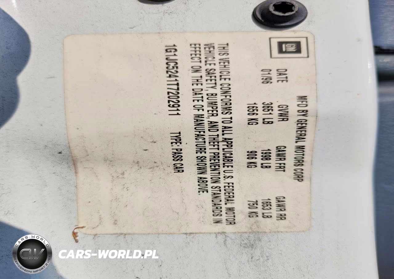 1996 Chevrolet Cavalier VIN:1G1JC5241T7202911 - 12