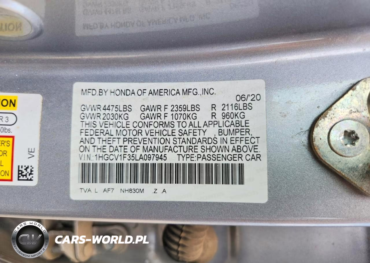 2020 Honda Accord Sport VIN:1HGCV1F35LA097945 - 13