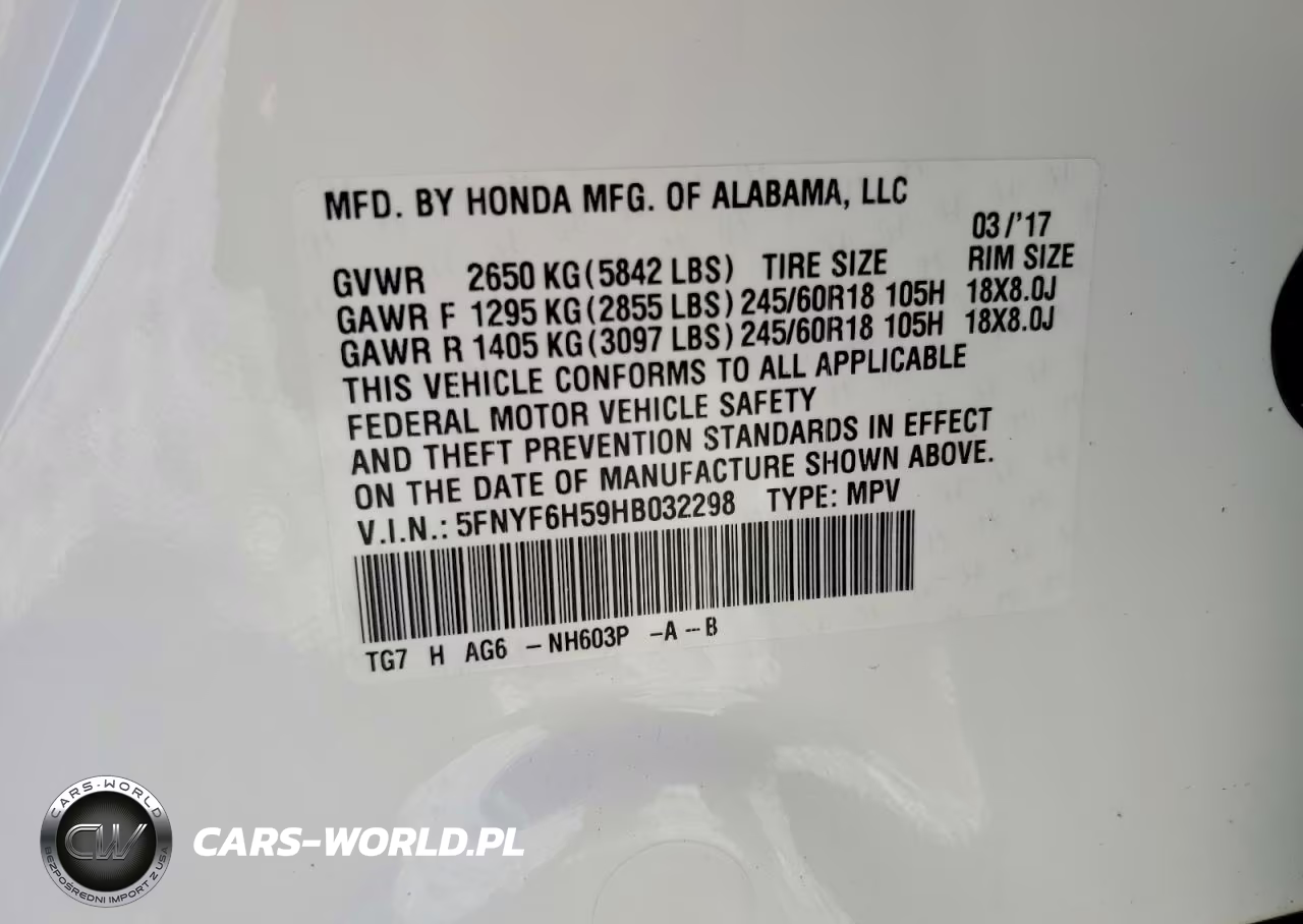 2017 Honda Pilot Exl VIN:5FNYF6H59HB032298 - 13