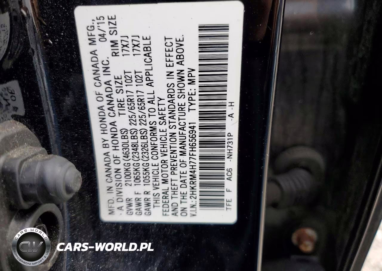 2015 Honda Cr-V Exl VIN:2HKRM4H77FH656941 - 14