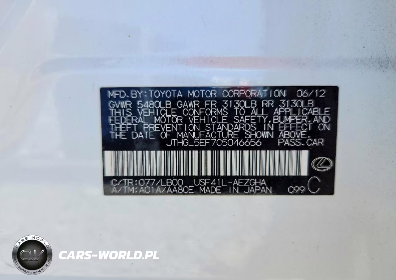 2012 Lexus Ls 460L VIN:JTHGL5EF7C5046656 - 13