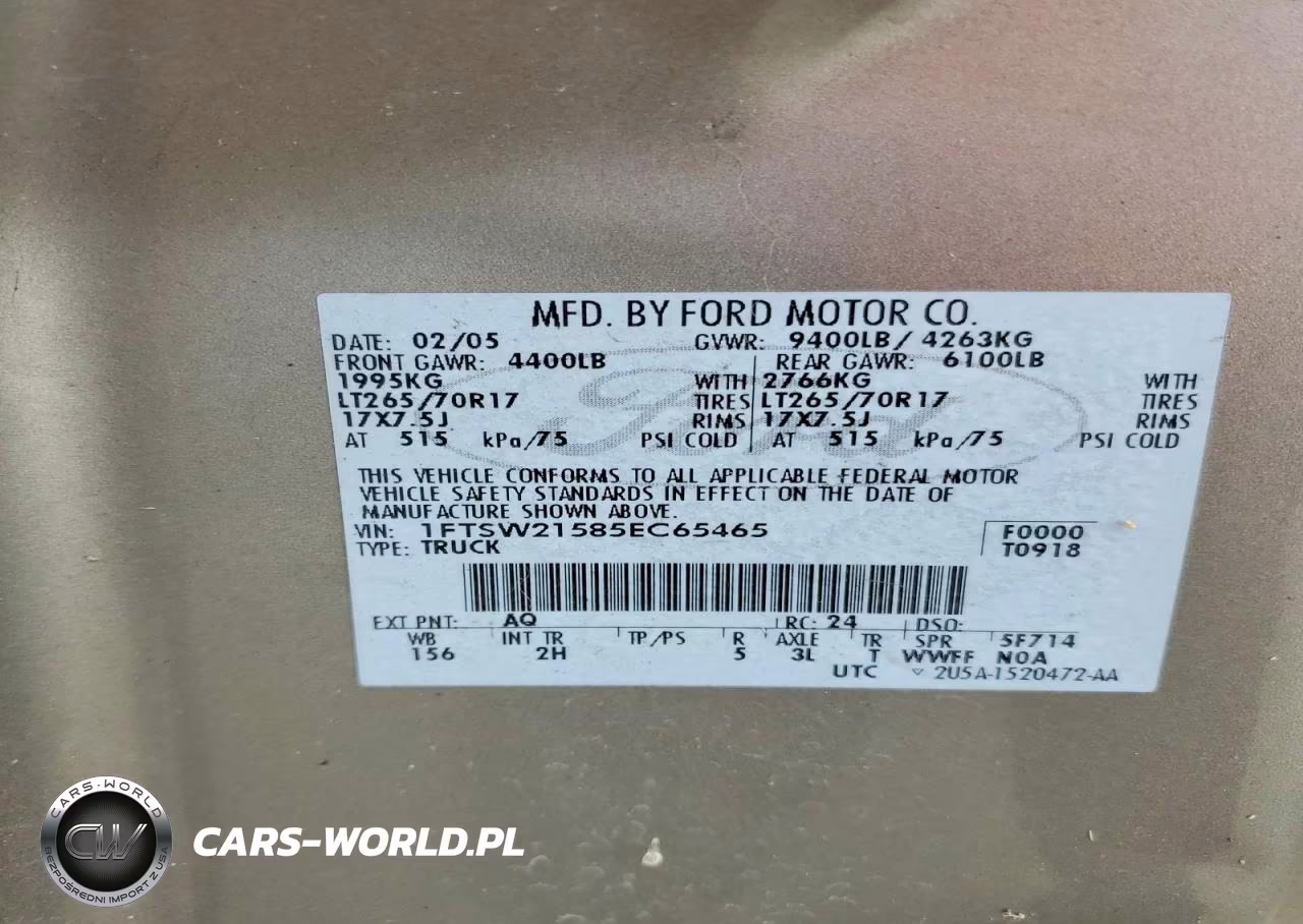 2005 Ford F250 Super Duty VIN:1FTSW21585EC65465 - 12
