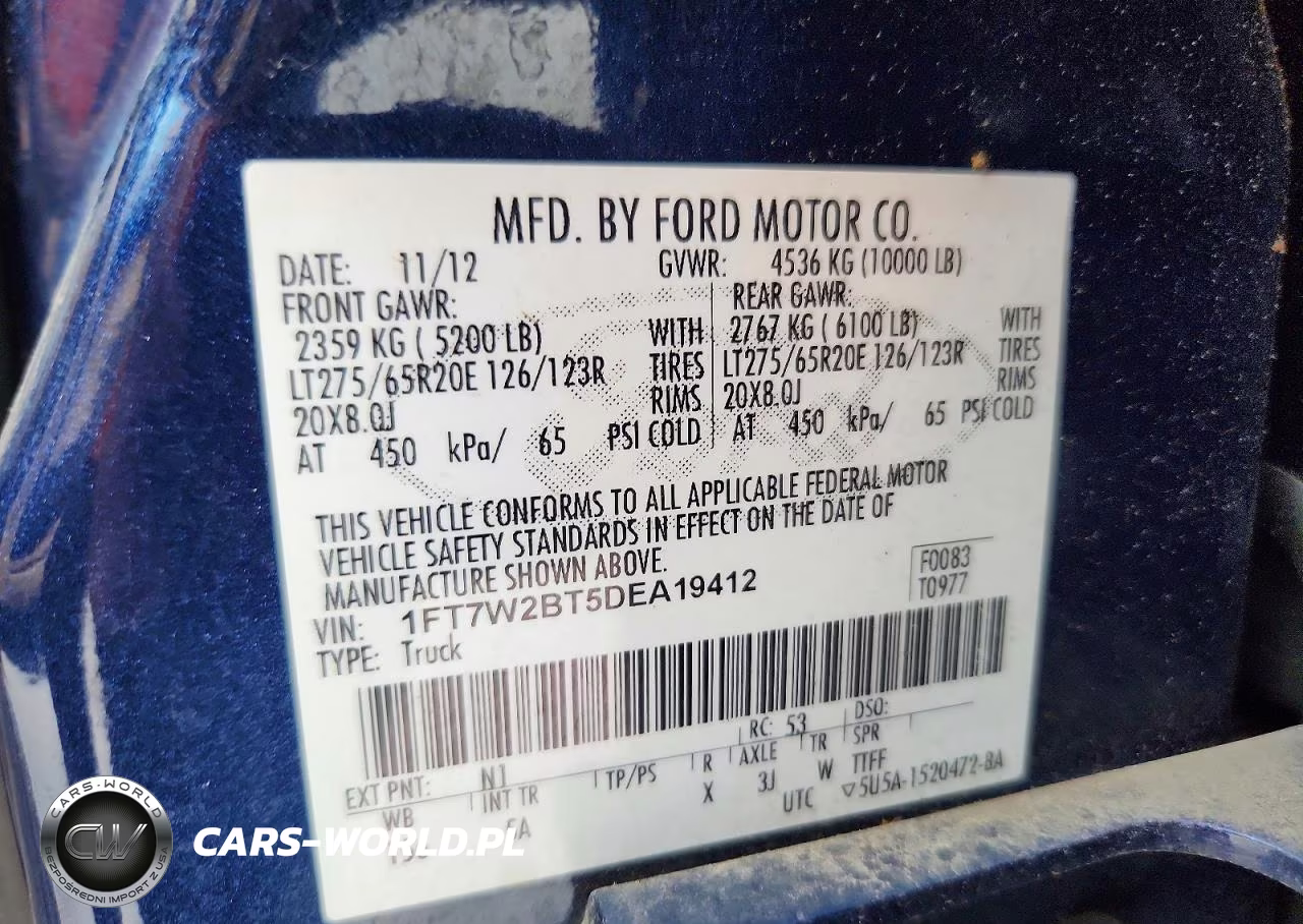 2013 Ford F250 Super Duty VIN:1FT7W2BT5DEA19412 - 12