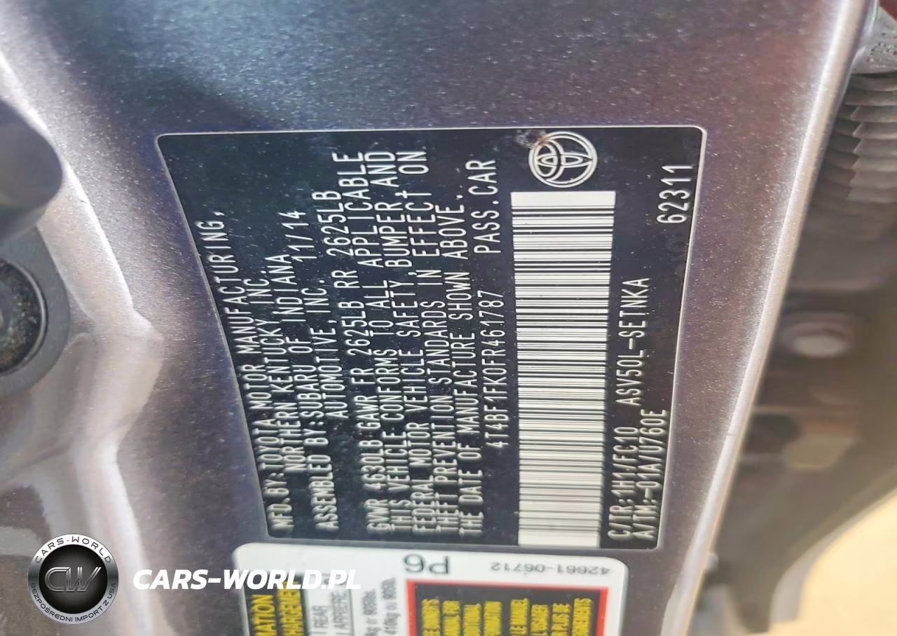 2015 Toyota Camry Le VIN:4T4BF1FK0FR461787 - 12