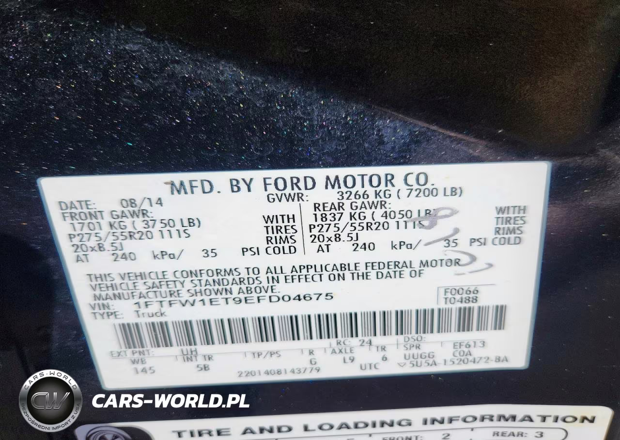 2014 Ford F150 Supercrew VIN:1FTFW1ET9EFD04675 - 12