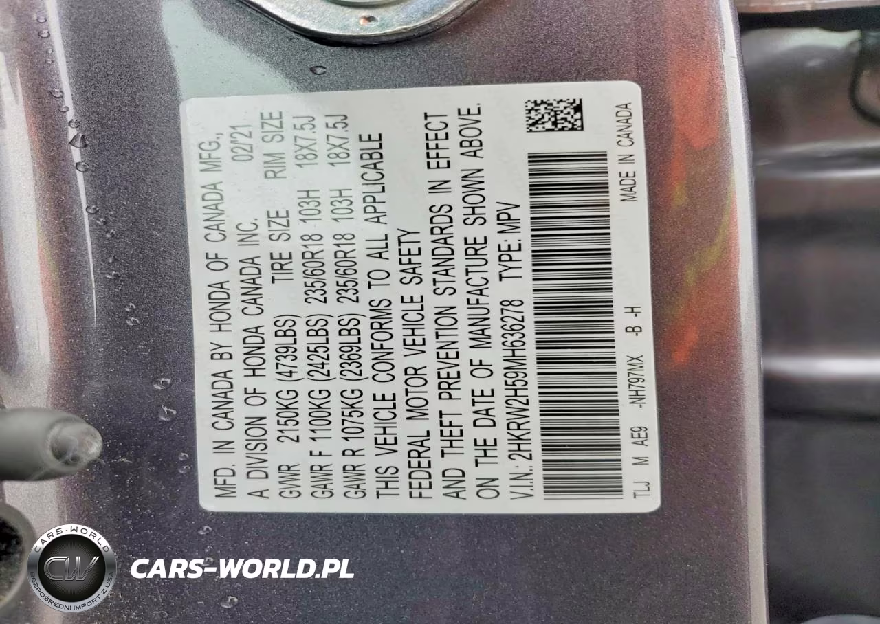 2021 Honda Cr-V Ex VIN:2HKRW2H59MH636278 - 13