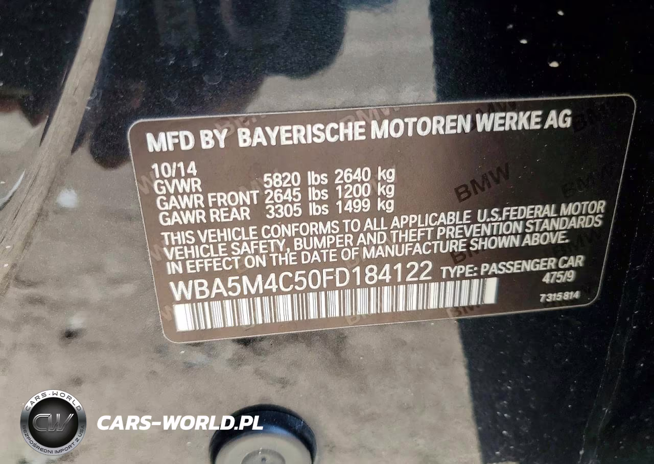 2015 BMW 535 Xigt VIN:WBA5M4C50FD184122 - 12