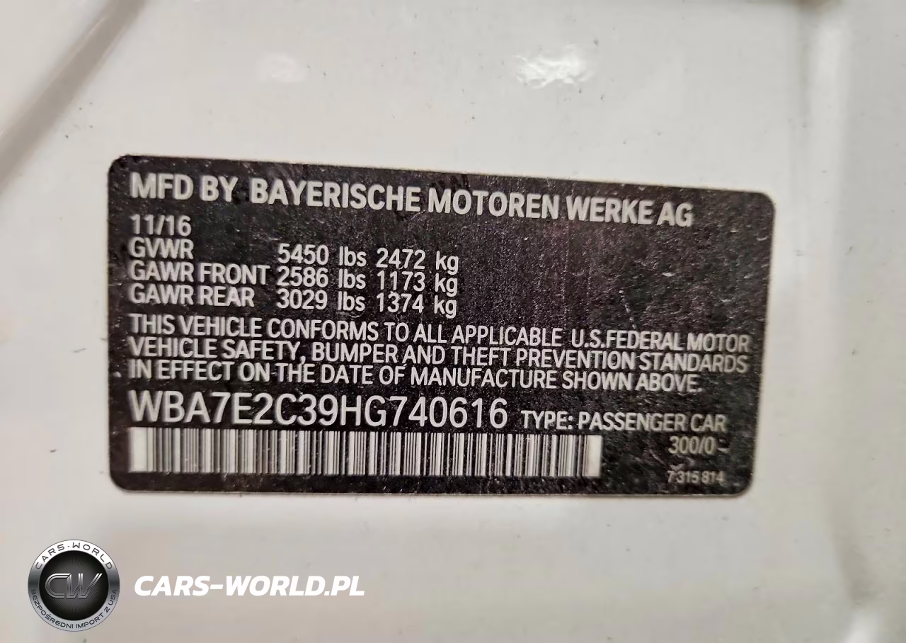 2017 BMW 740 I VIN:WBA7E2C39HG740616 - 13