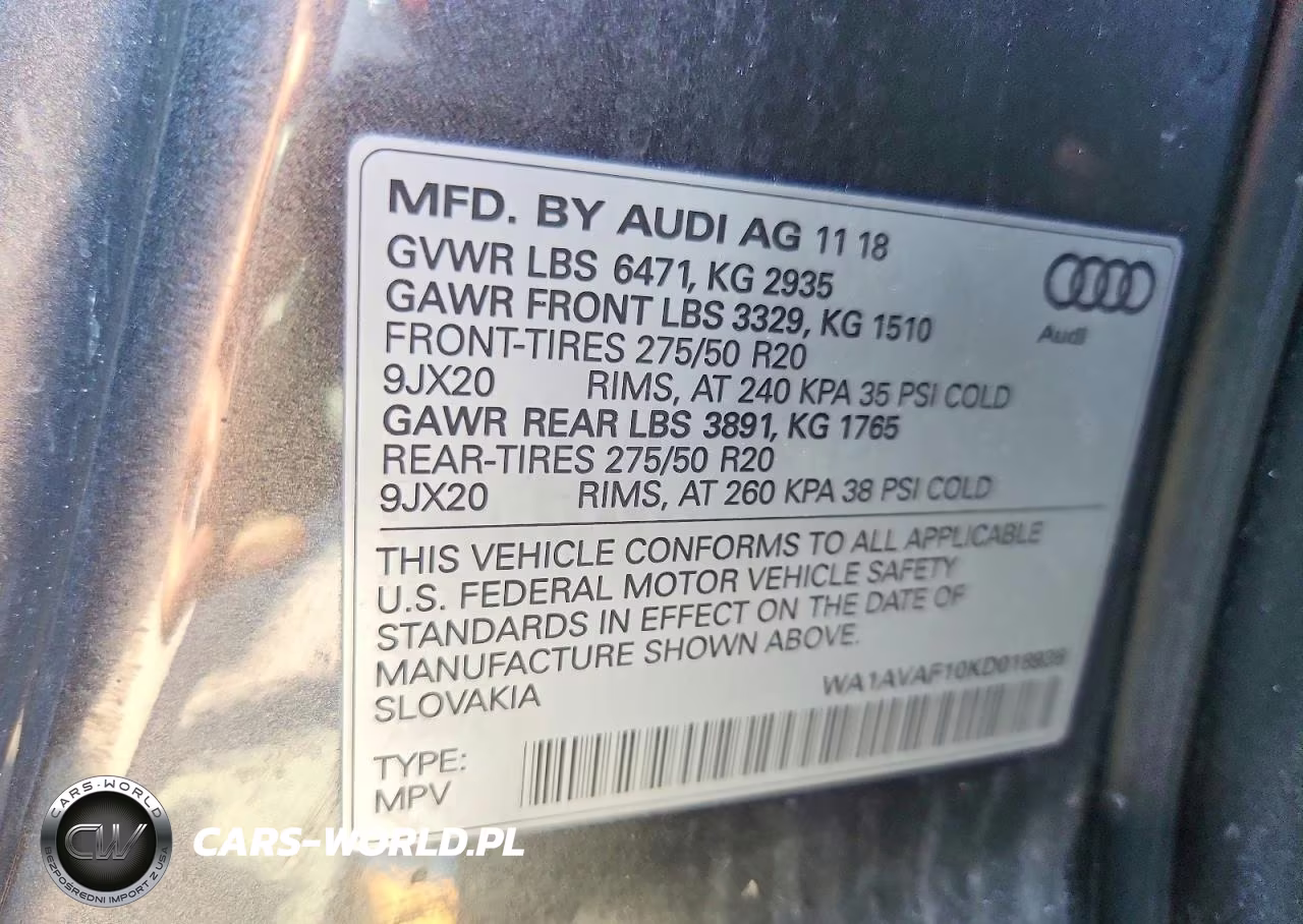 2019 Audi Q8 Premium VIN:WA1AVAF10KD018936 - 13