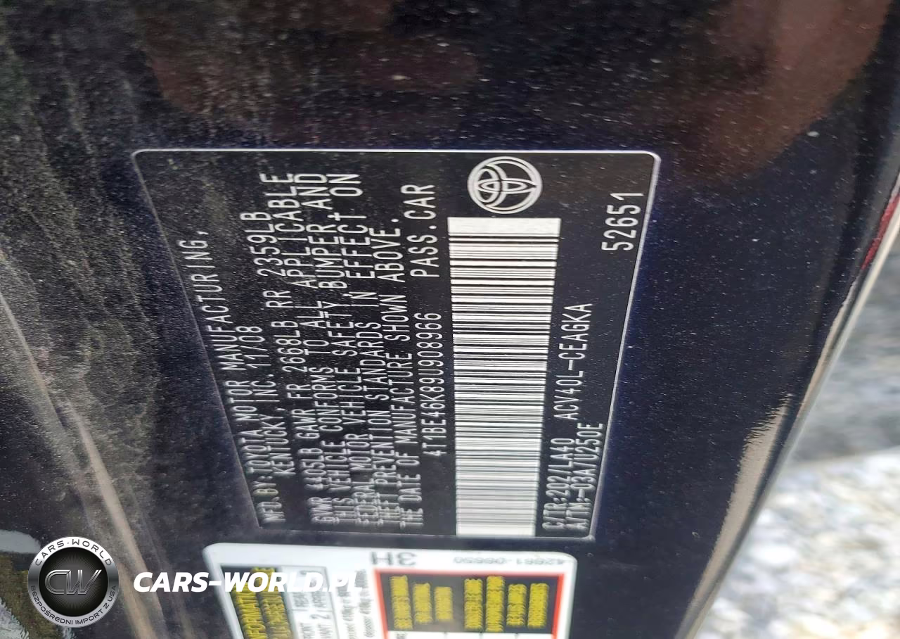 2009 Toyota Camry Xle VIN:4T1BE46K89U908966 - 12