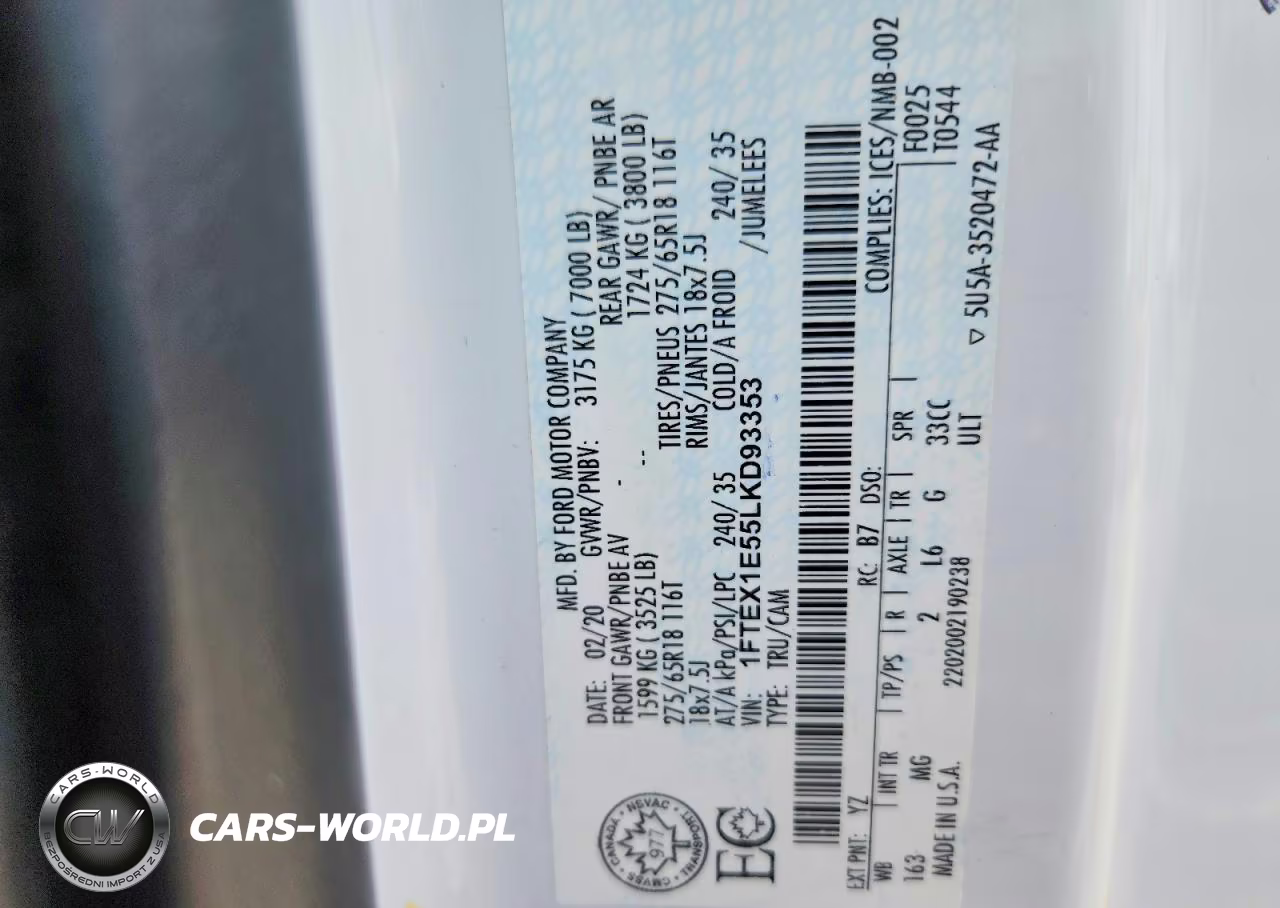 2020 Ford F150 Super Cab VIN:1FTEX1E55LKD93353 - 12