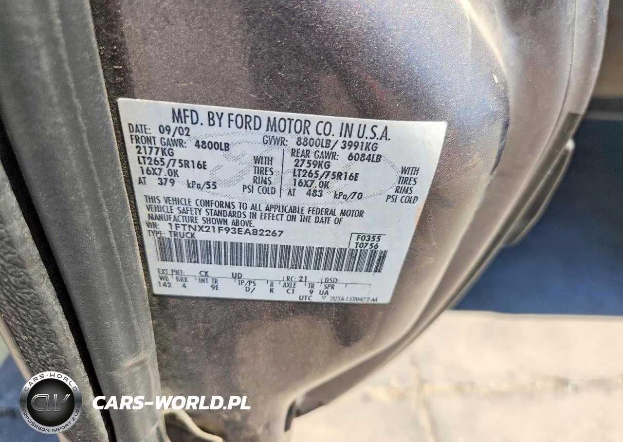 2003 Ford F250 Super Duty VIN:1FTNX21F93EA82267 - 12