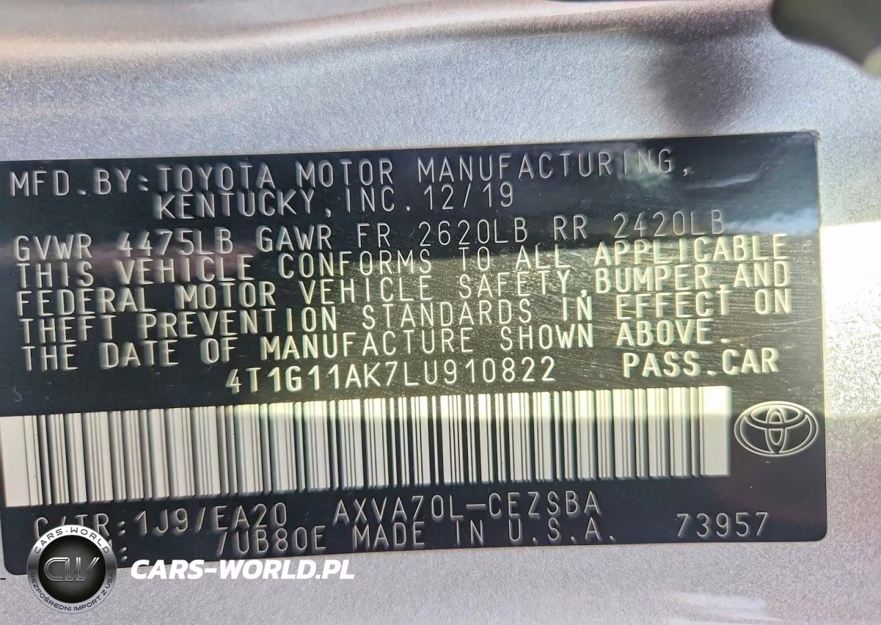 2020 Toyota Camry Se VIN:4T1G11AK7LU910822 - 12