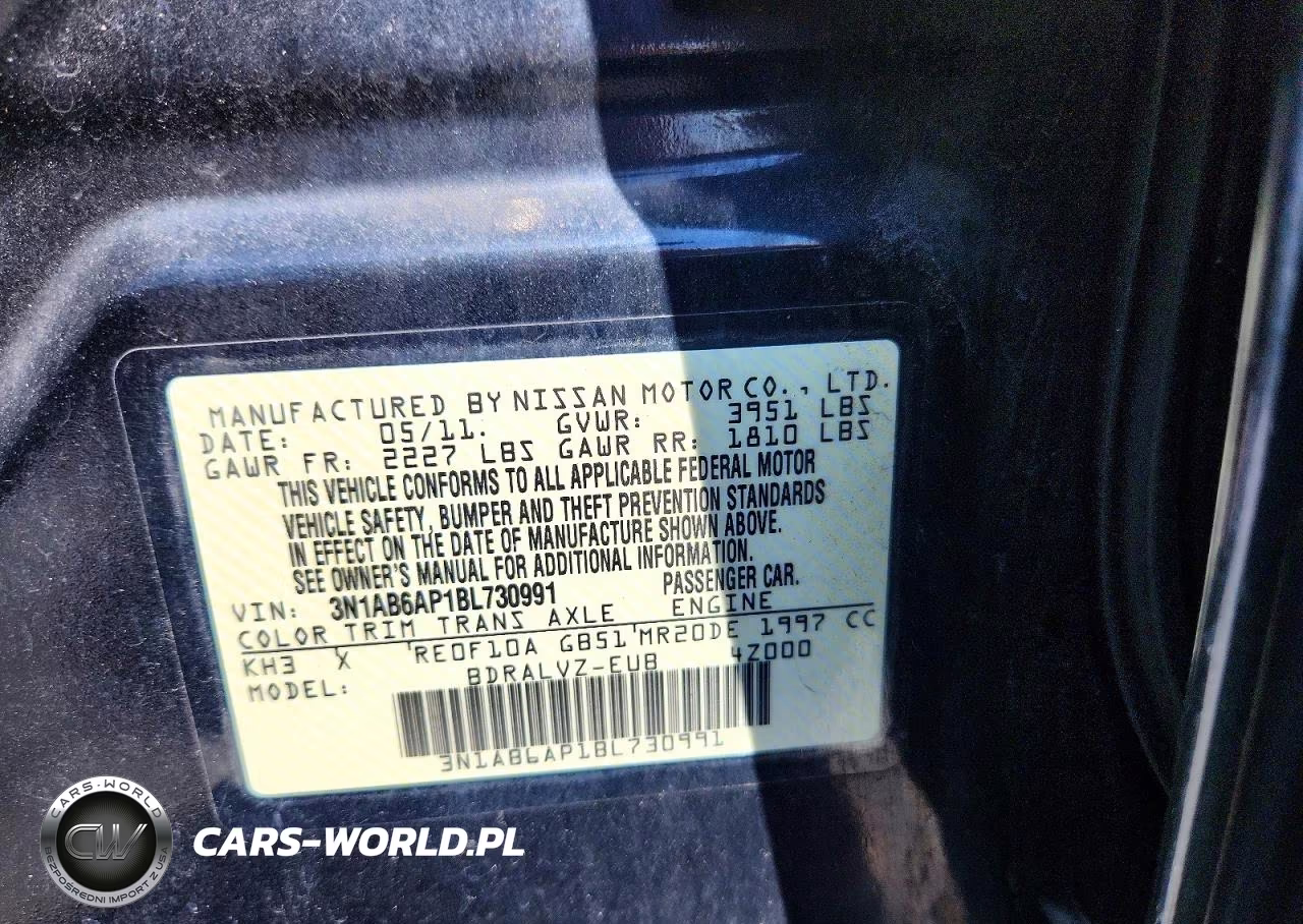 2011 Nissan Sentra 2.0 VIN:3N1AB6AP1BL730991 - 12
