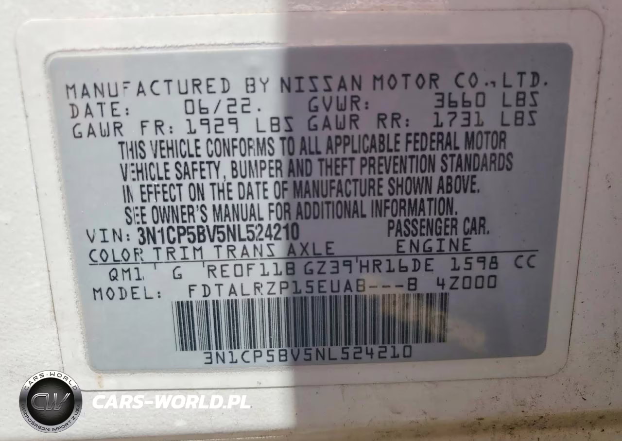 2022 Nissan Kicks S VIN:3N1CP5BV5NL524210 - 14
