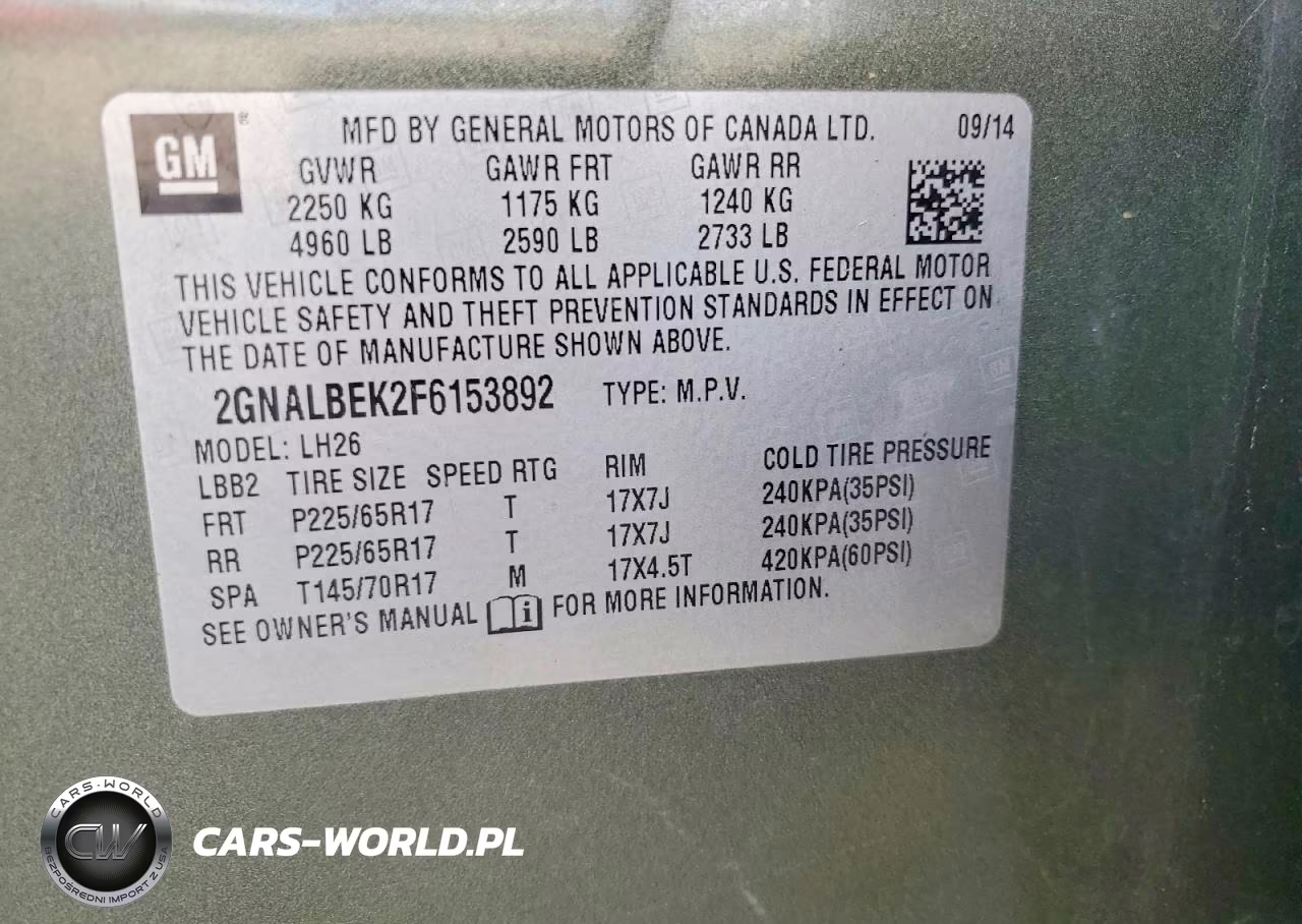 2015 Chevrolet Equinox Lt VIN:2GNALBEK2F6153892 - 13
