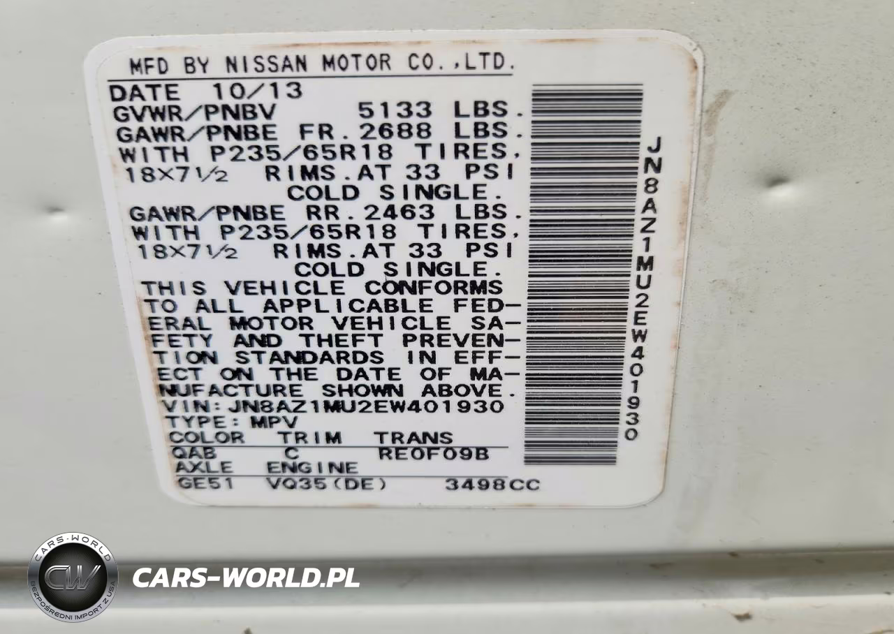 2014 Nissan Murano S VIN:JN8AZ1MU2EW401930 - 13