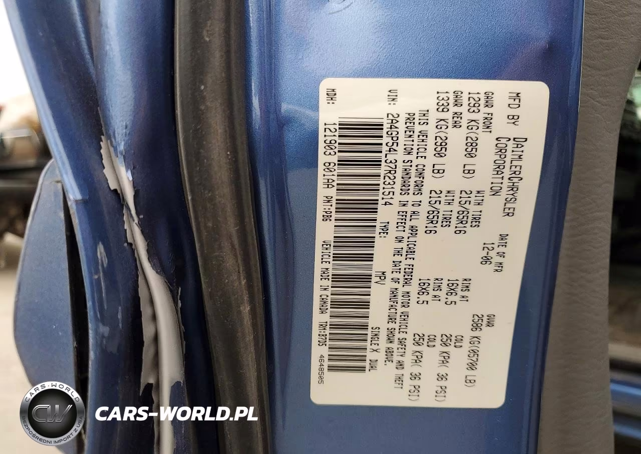 2007 Chrysler Town & Country Touring VIN:2A4GP54L37R231514 - 13