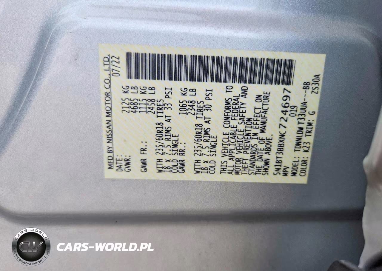 2022 Nissan Rogue Sv VIN:5N1BT3BBXNC724697 - 12